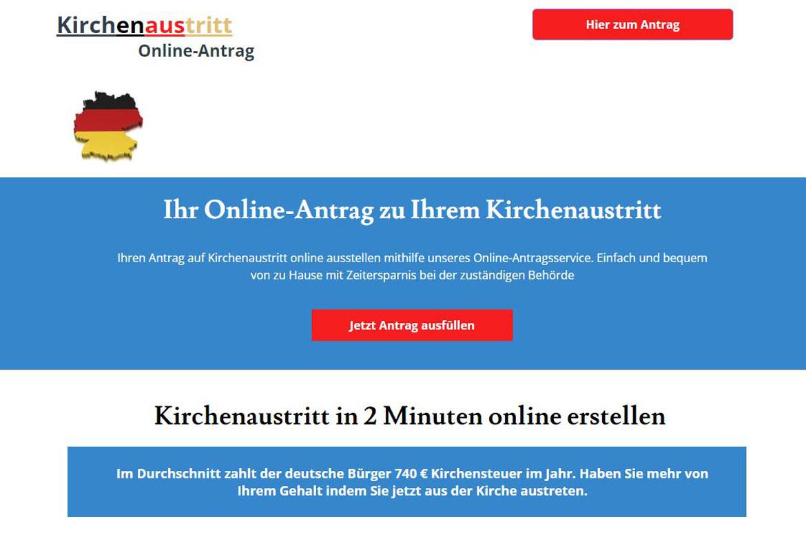 Behörden-Nepp: Screenshot kirchenaustritt-online-beantragen.info