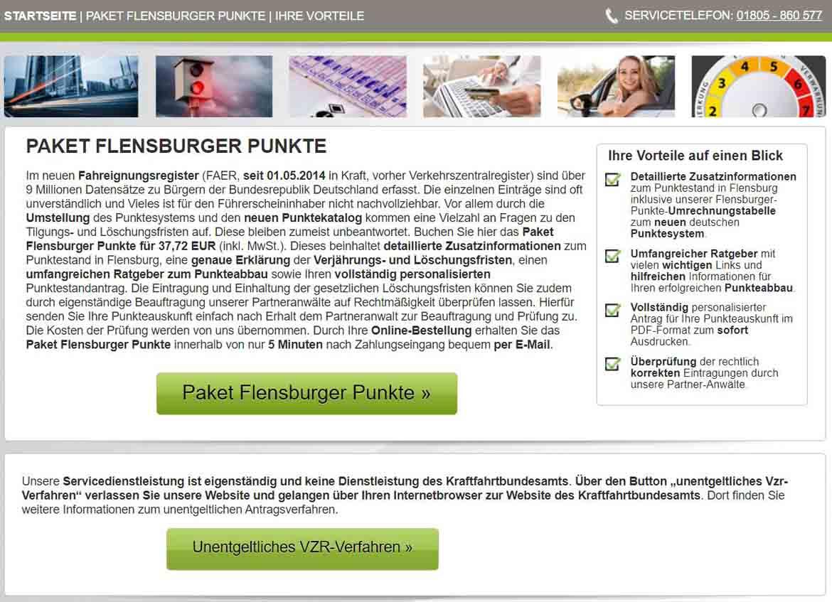 Behörden-Nepp: Screenshot flensburger-punktestand.de