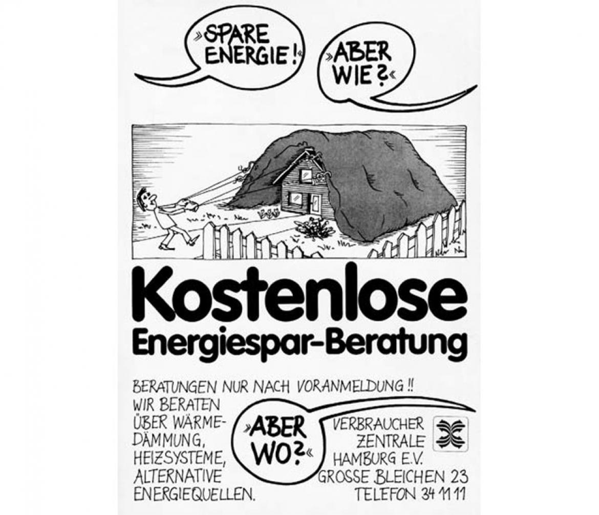 Werbung für die kostenlose Energiesparberatung der Verbraucher-Zentrale (1978)