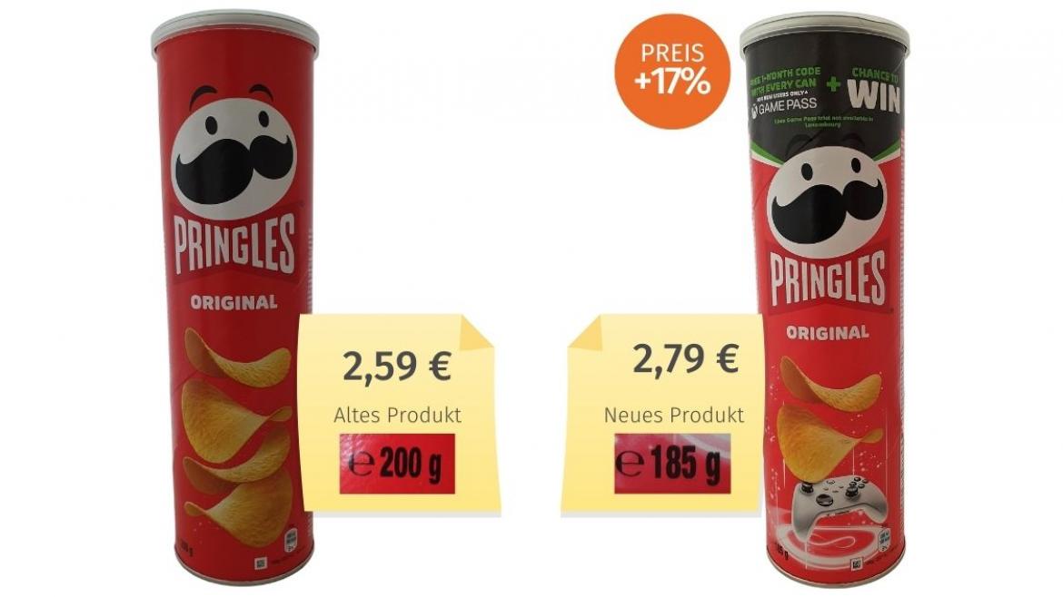 Mogelpackung: Pringles Chips (2022) Alt-Neu-Vergleich