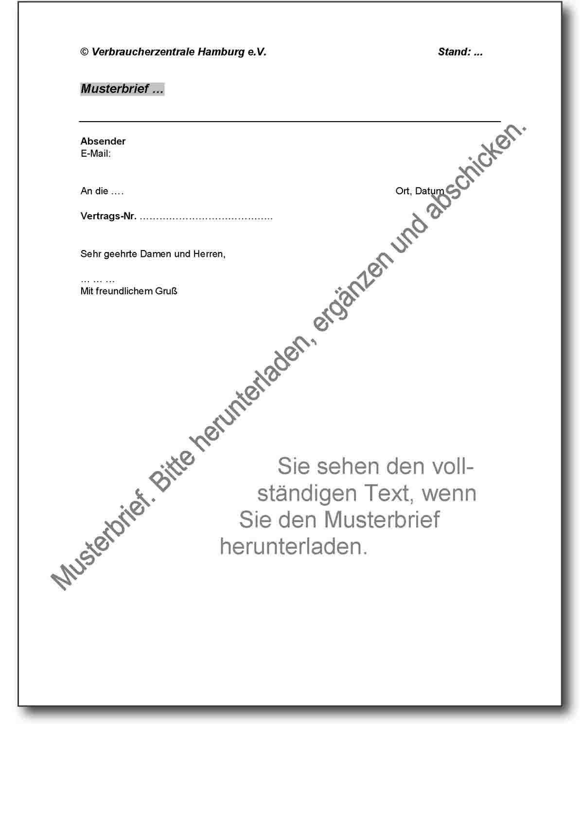 Musterbrief - Schadensersatz für verspätete Gutschrift - Verbraucherzentrale Hamburg