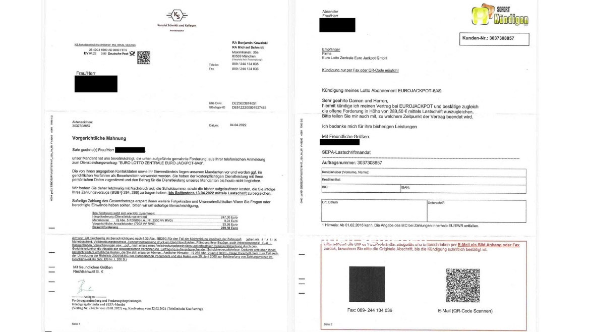 Mahnung von Münchner FakeKanzlei KS Anwaltssozietät erhalten