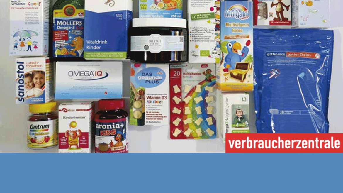 Cover des Ergebnisberichts zum Marktcheck zu Nahrungsergänzungsmitteln für Kinder (2023)