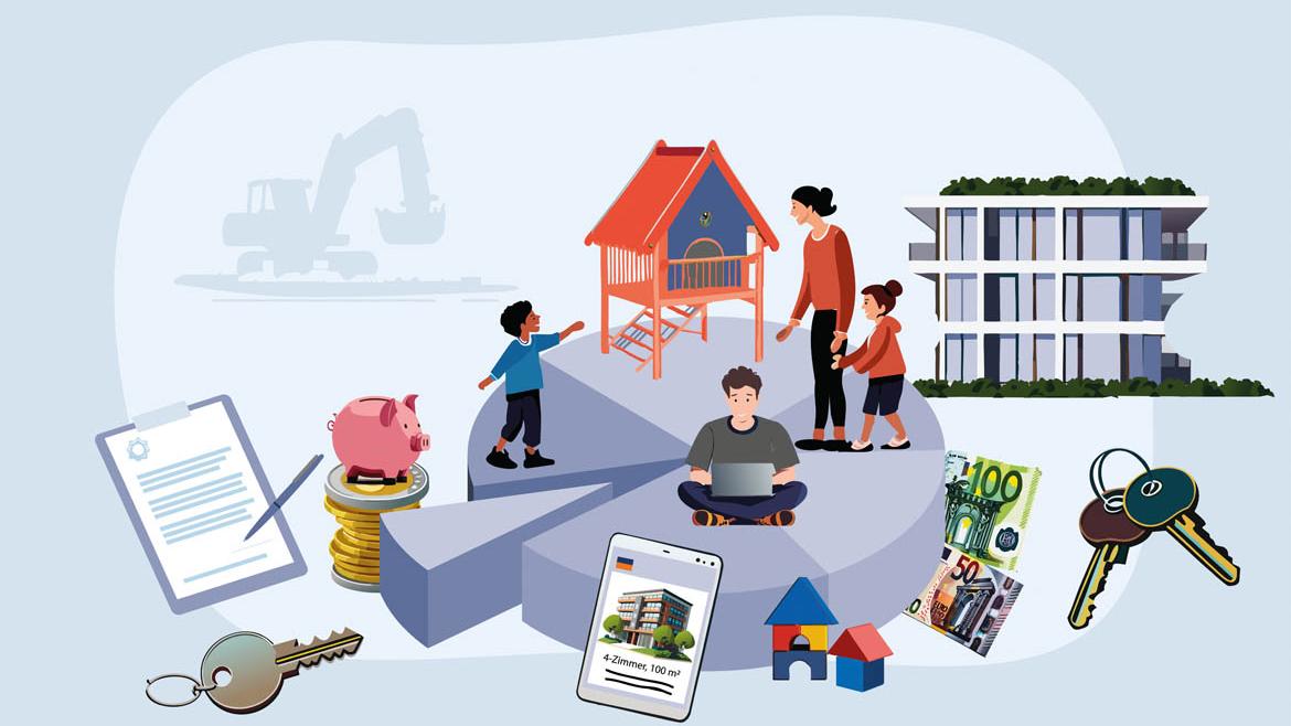 Familien: Illustration zum Thema Immobilienkauf (2024)