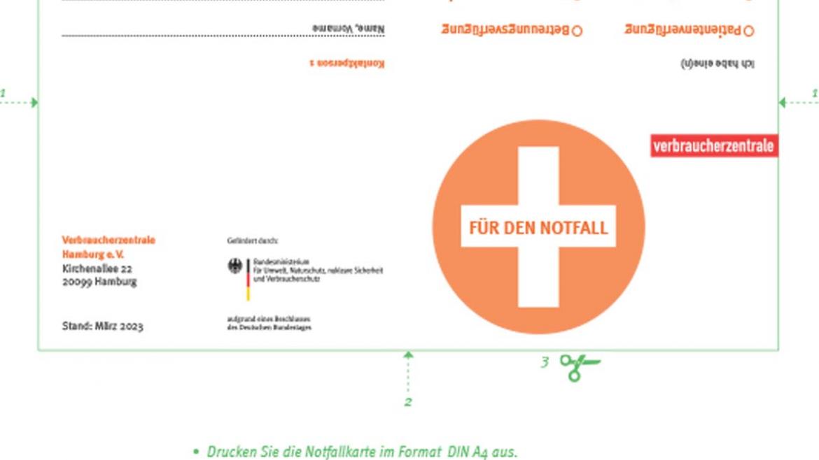 Vorschau des Notfallkärtchens zum Selberdrucken