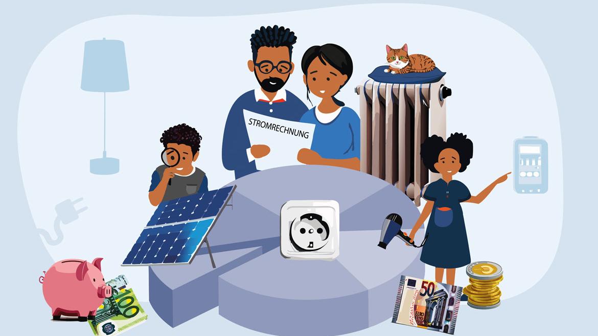 Familien: Illustration zum Thema Energieverbrauch (2024)