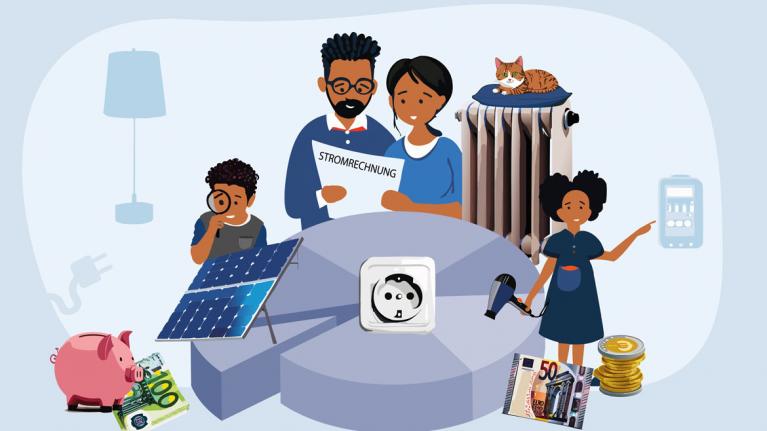 Familien: Illustration zum Thema Energieverbrauch (2024)