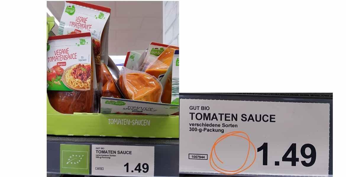 Grundpreis: Tomatensauce bei Aldi Nord (2021)