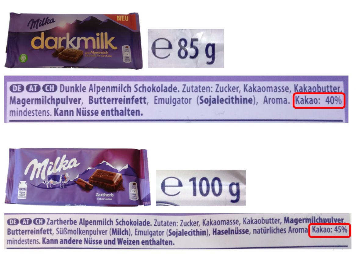 Milka Darkmilk und Zartherb im Vergleich