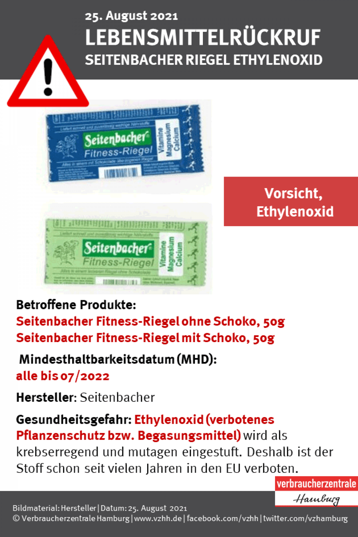 Ethylenoxid: Fitness-Riegel von Seitenbacher (2021)
