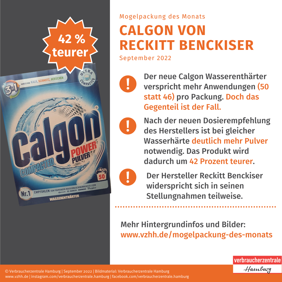 Fakten zur Mogelpackung des Monats Sept.2022 Calgon