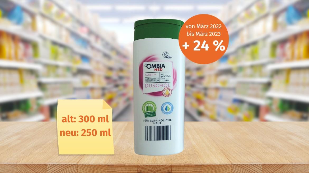 Mogelpackung: Aldi Ombia Duschöl (2023)