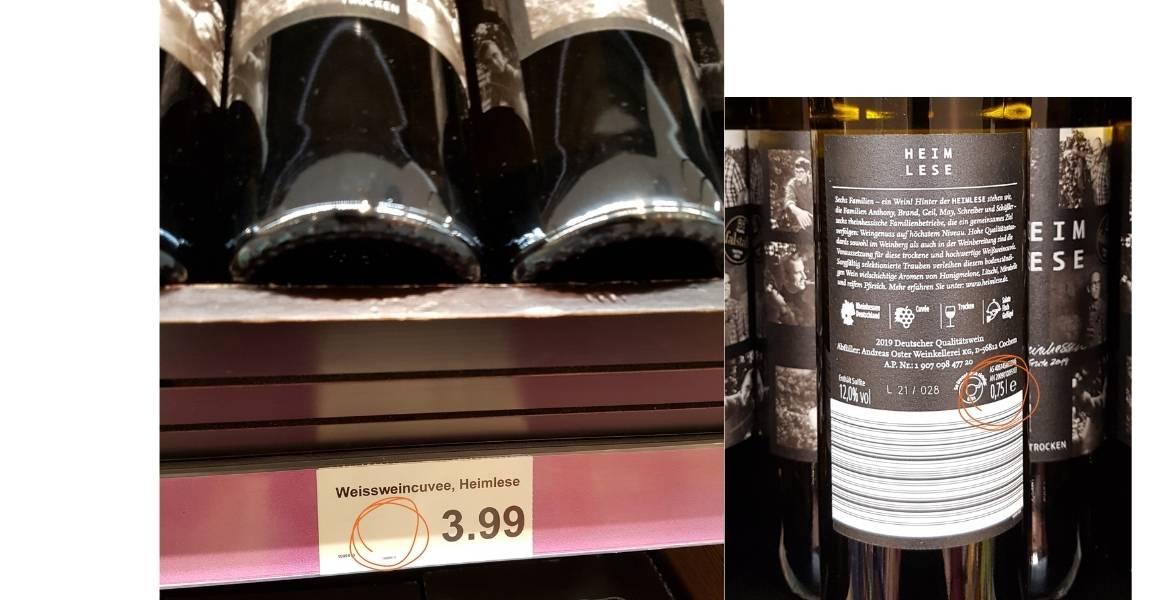 Grundpreis: Wein bei Aldi Nord (2021)