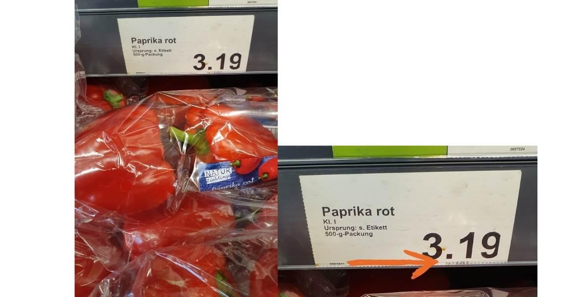 Grundpreis: Paprika bei Aldi Nord (2021)