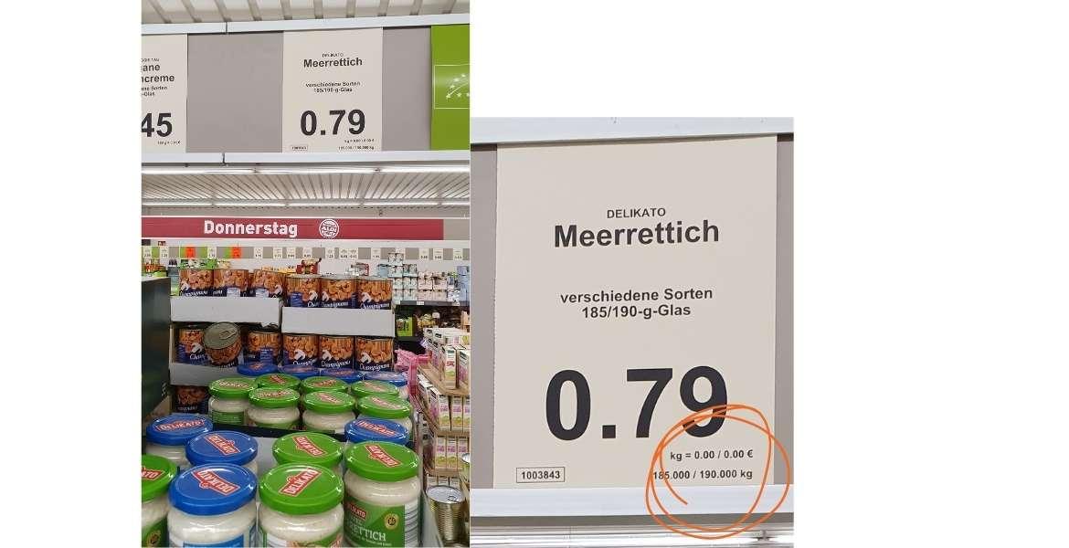 Grundpreis: Meerettich bei Aldi Nord (2021)