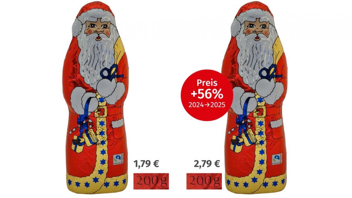 Schoko-Weihnachtsmann von Aldi mit Preisanstieg (2025)