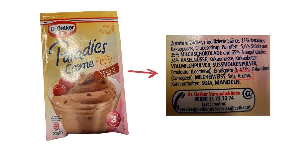 Lebensmittel mit Aroma: Dr. Oetker Paradiescreme (2021)