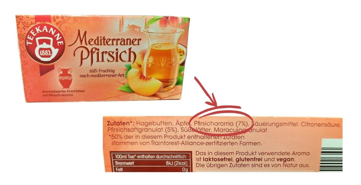 Lebensmittel mit Aroma: Teekanne Tee Mediterraner Pfirsich (2021)