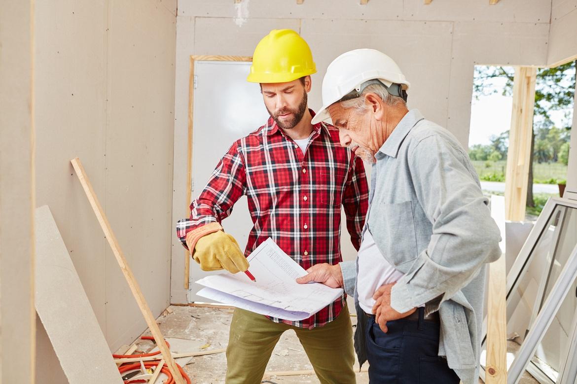 Bauarbeiter auf Baustelle