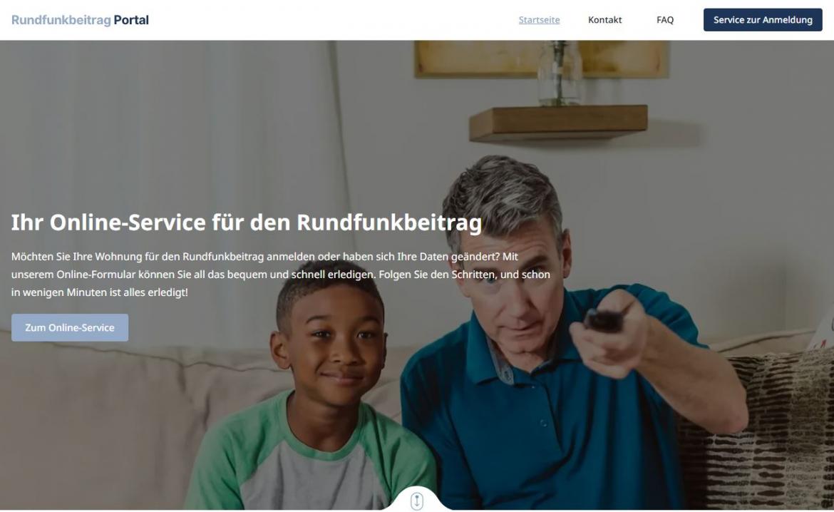 Behörden-Nepp: Screenshot rundfunkbeitragportal.de