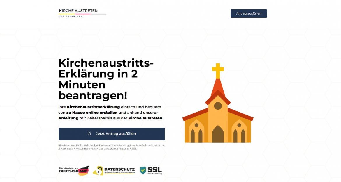Behörden-Nepp: Screenshot kircheaustreten.de (2024)