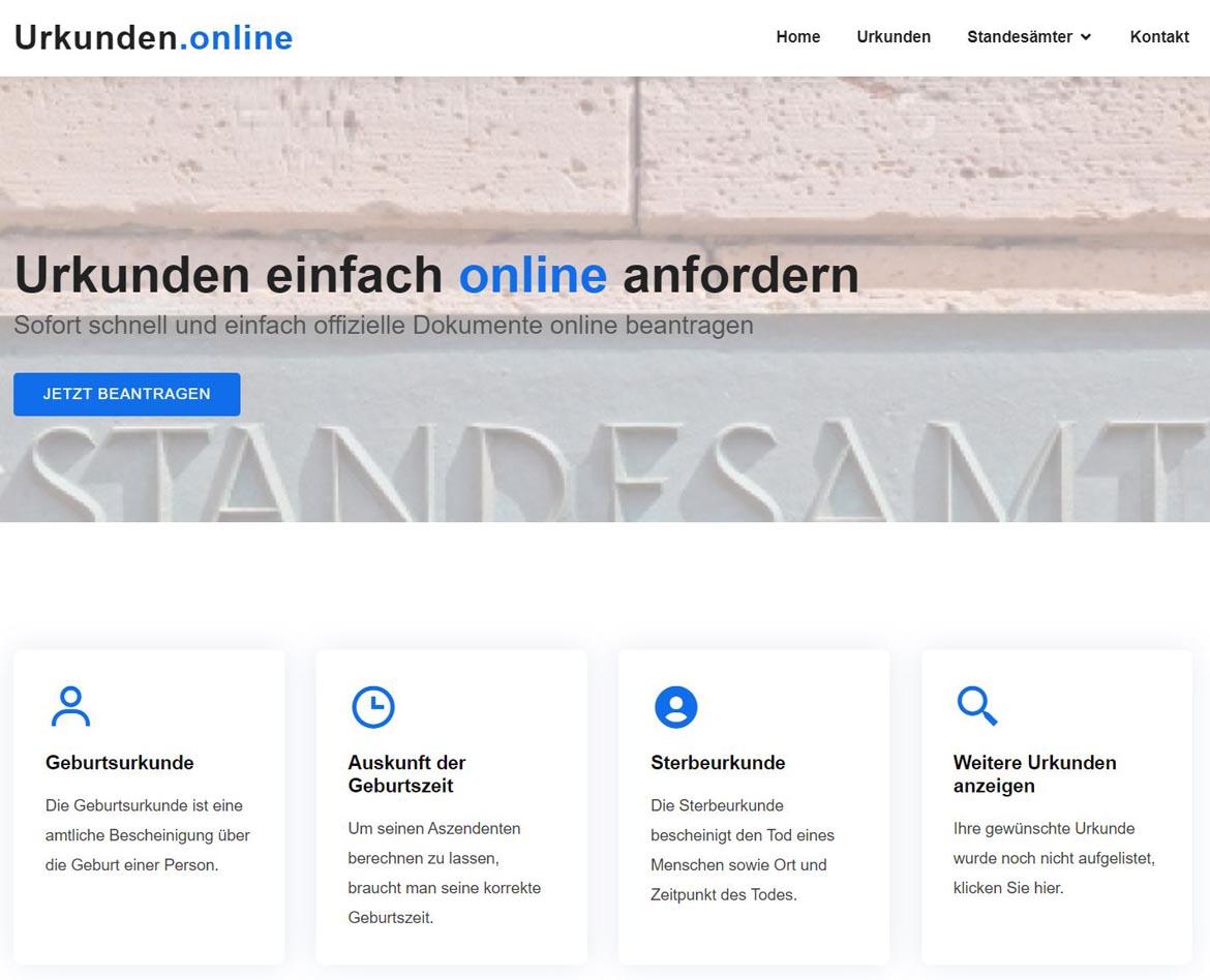 Behörden-Nepp: Screenshot urkunden.online