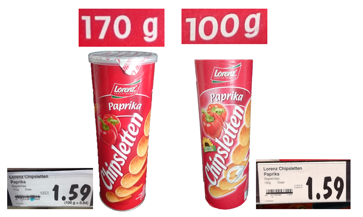 Alte und neue Packung Lorenz-Chipsletten im Vergleich