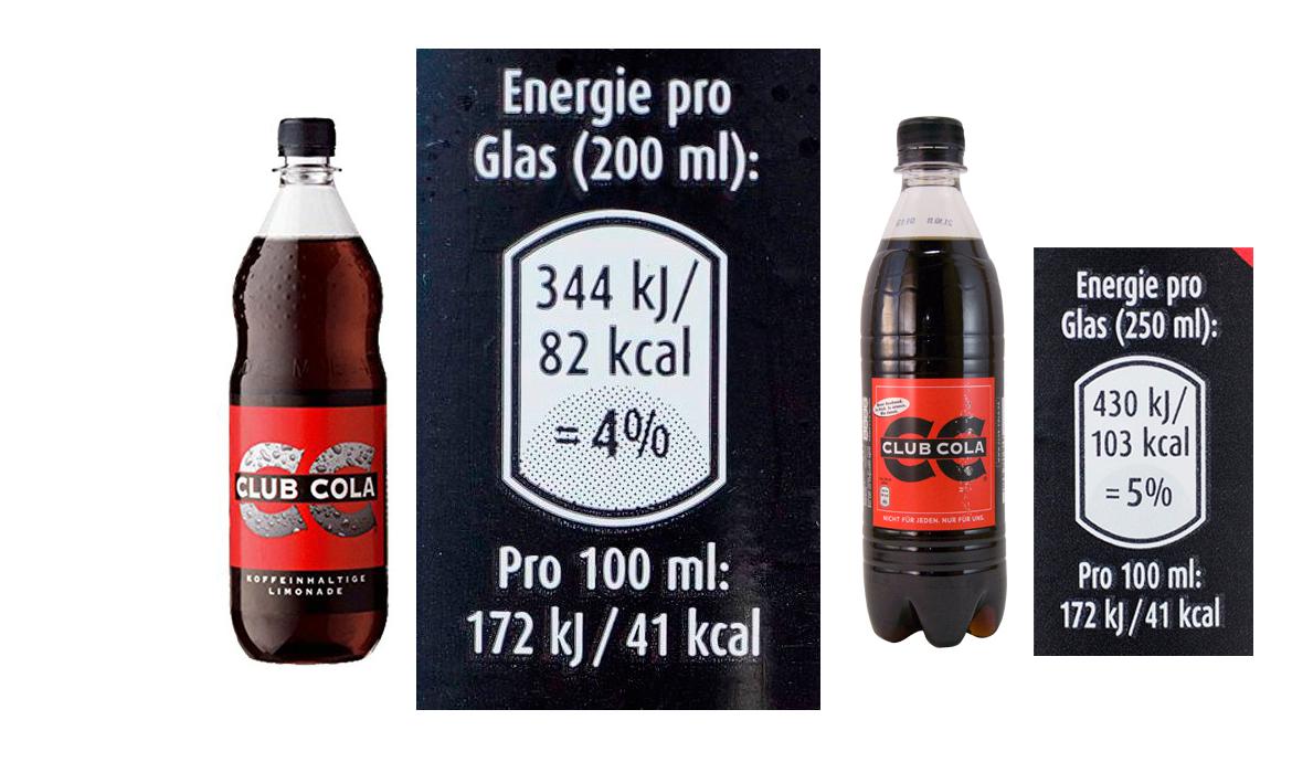 Portionsgrößen: Club Cola