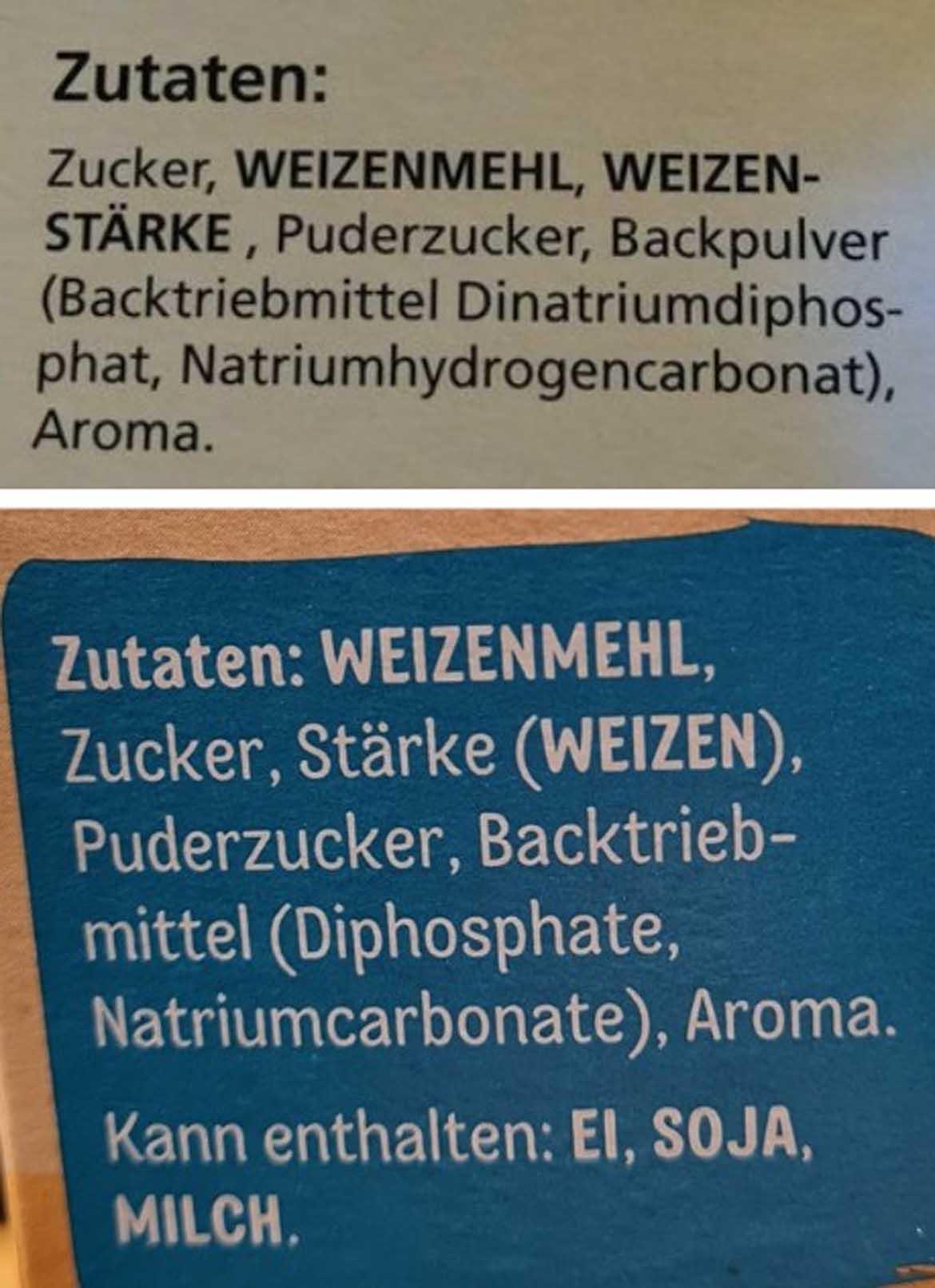Mogelpackung: Dr. Oetker Käse-Streusel Backmischung (2025) Zutatenliste Alt-Neu-Vergleich