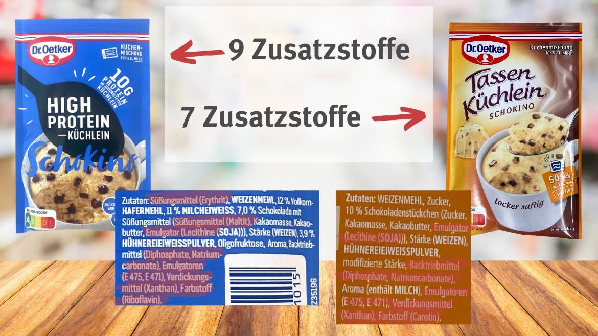 Protein-Produkte: Dr. Oetker High Protein Küchlein Schokino im Vergleich