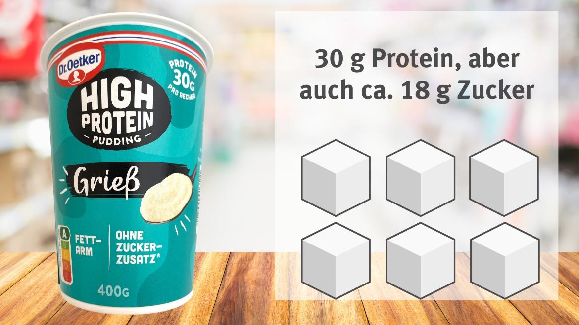 Protein-Produkte: Dr. Oetker High Protein Grießpudding mit Zuckerwürfeln