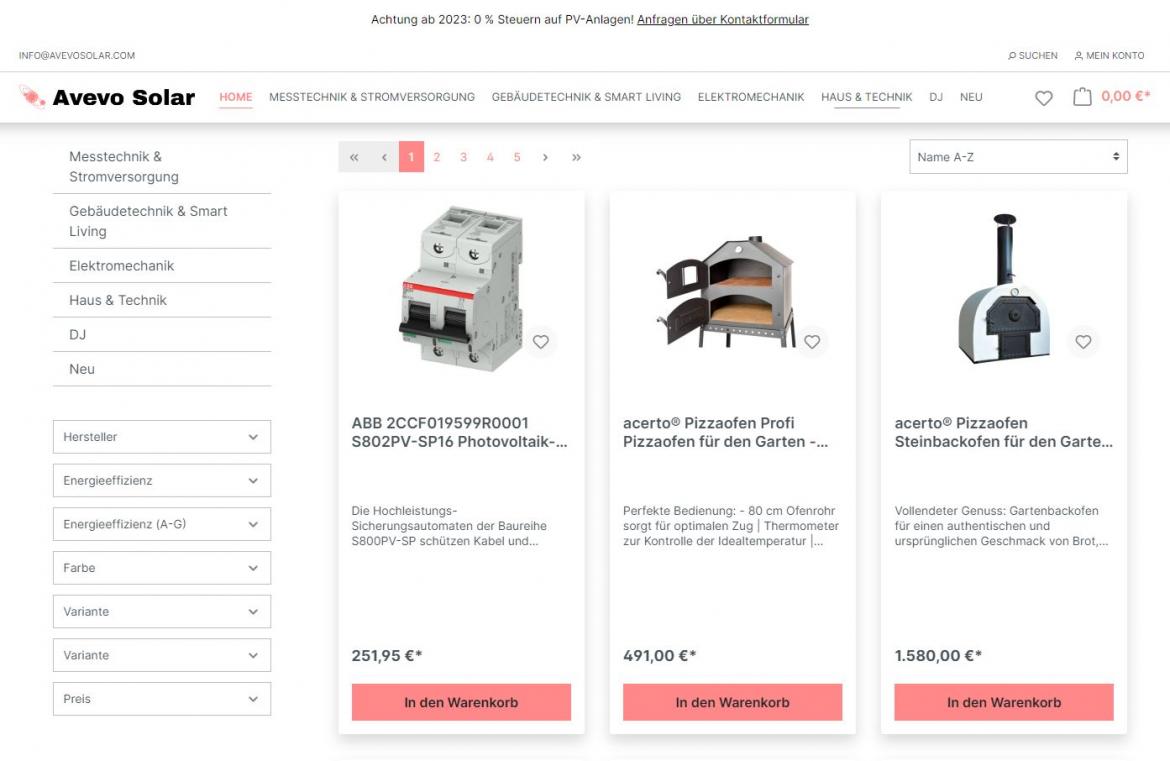 Fake-Shop: avevosolar.com (2023)