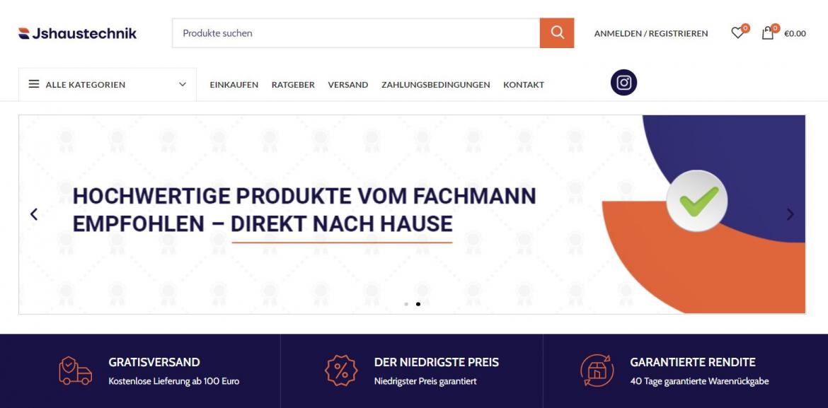 Fake-Shop: jshaustechnik.com (2022)