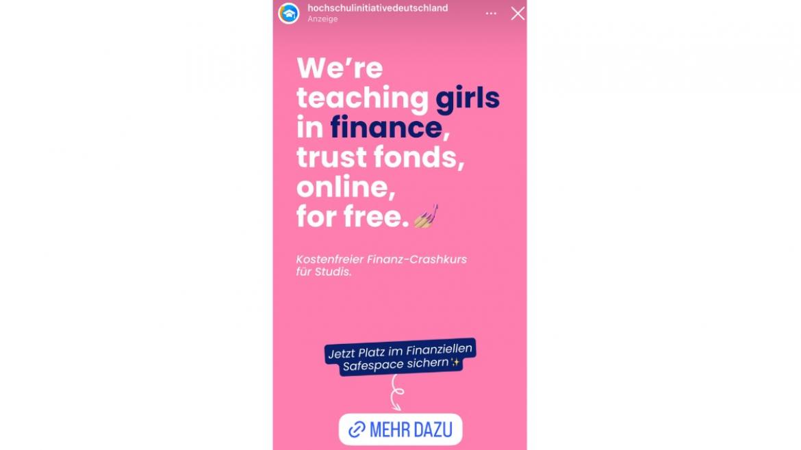 Finanzwerbung: Hochschulinitiative (Frauen)