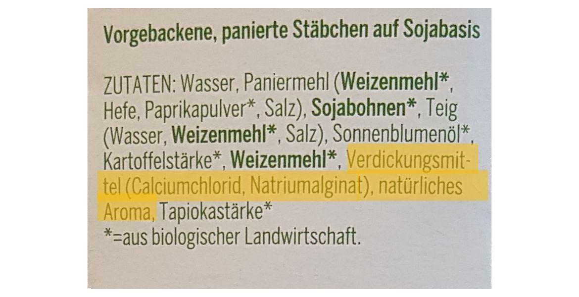 Fisch-Alternativen: Zutatenliste mit Aroma und Zusatzstoff  (2021)