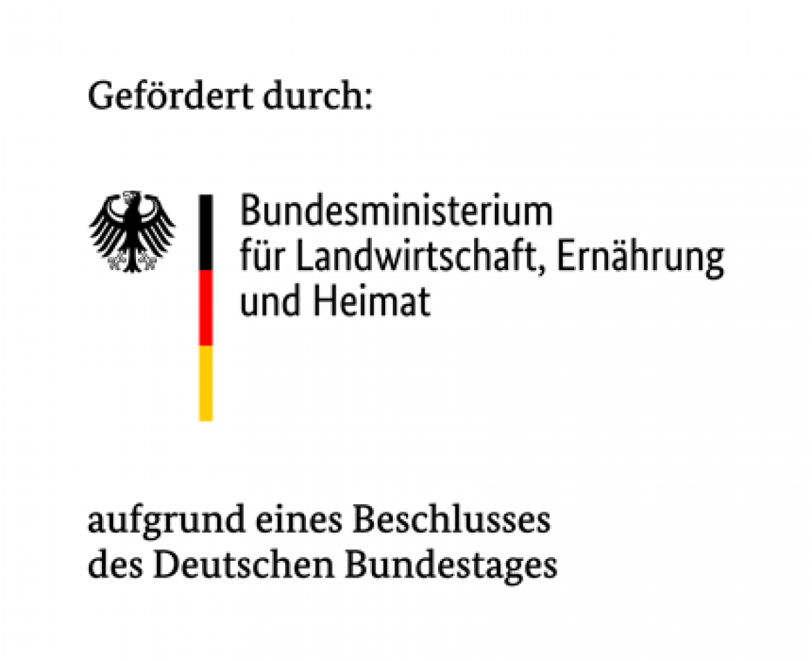 Logo mit Förderhinweis: Bundesministerium für Landwirtschaft, Ernährung und Heimat (BMLEH)
