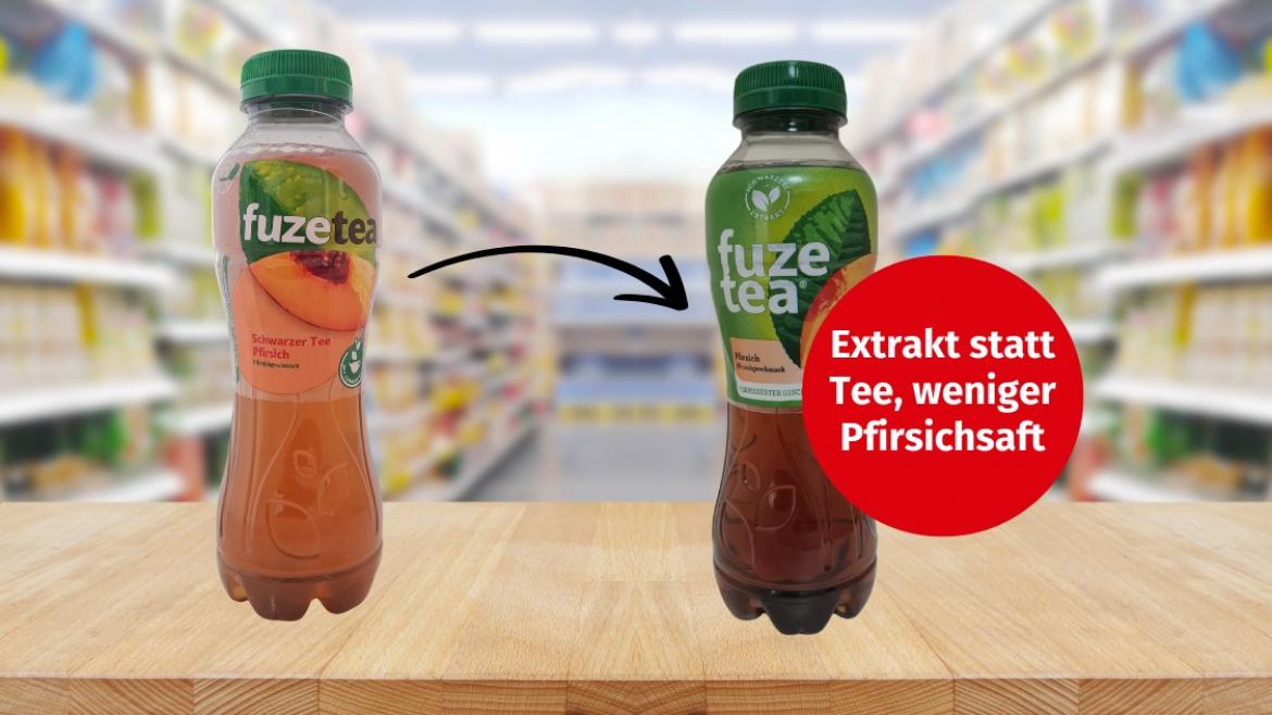 Downgrading / Skimpflation: Fuze Tea Pfirsich von Coca-Cola (2025)