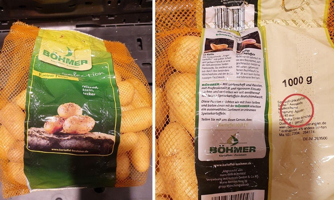 Herkunftskennzeichnung: Kartoffeln aus Ägypten