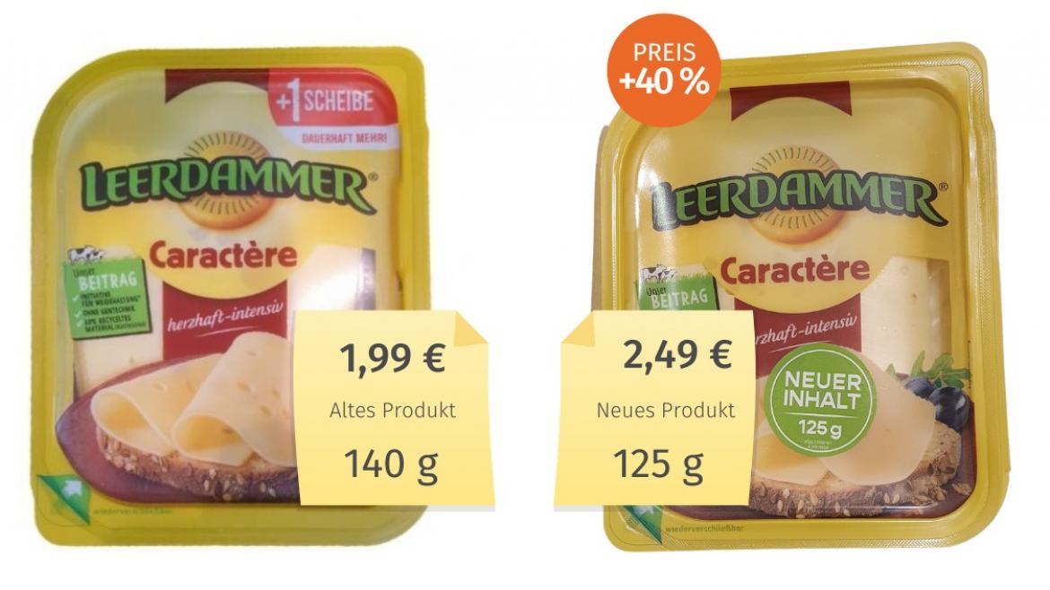 Mogelpackung: Leerdammer Käse Caractère Alt-Neu-Vergleich (2022)