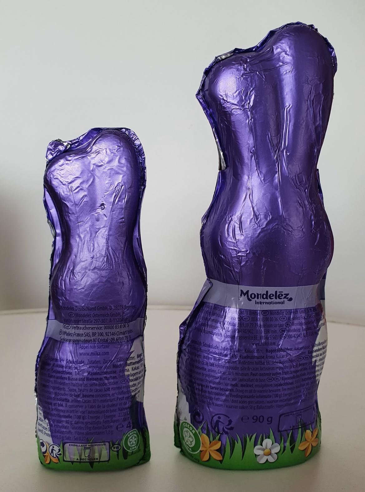 Bildmaterial: Milka Schoko-Osterhase von Mondelez (Rückseite)