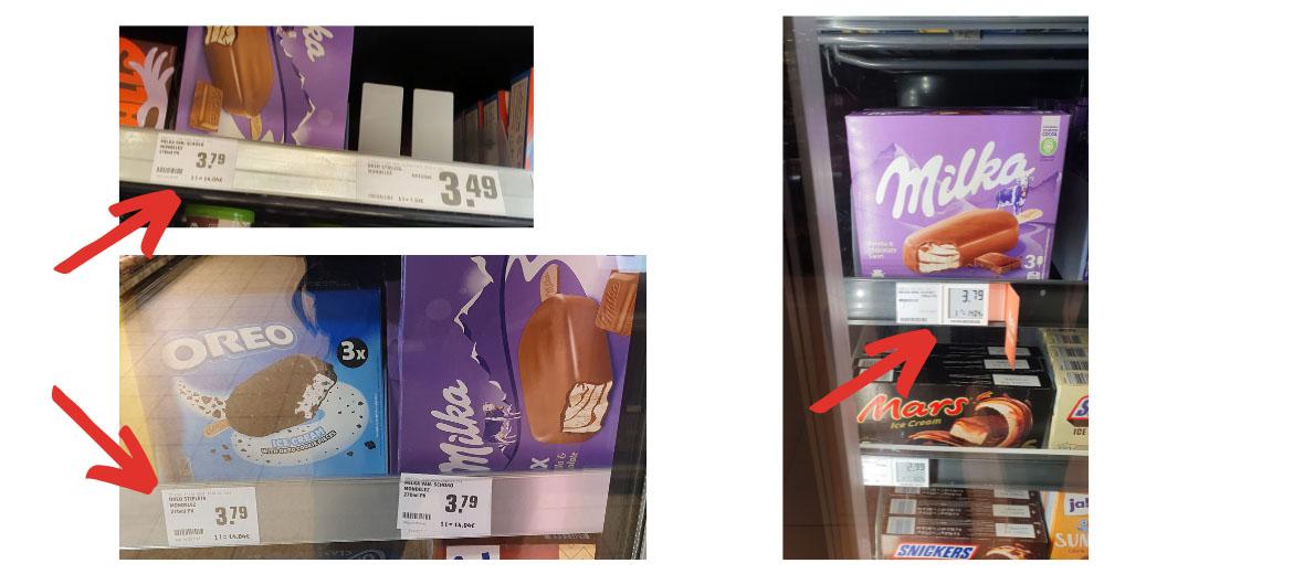 Falsche Preisschilder für Milka-Eis bei Rewe