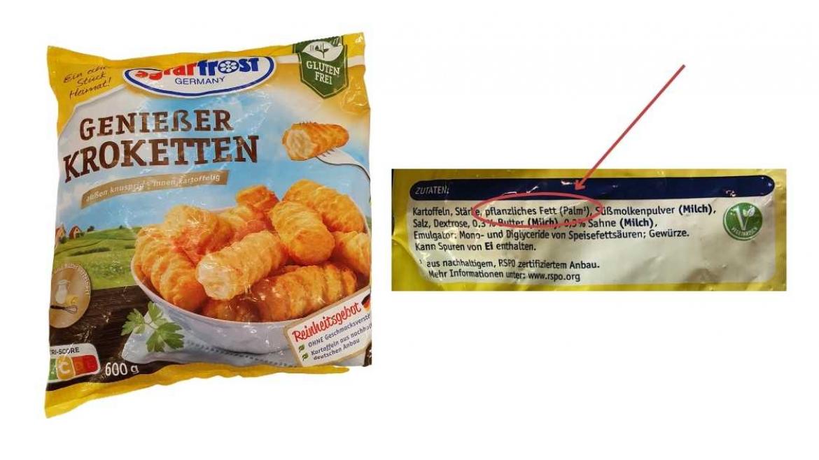 Ölwechsel: Foto von Produkt Agrarfrost Genießer-Kroketten mit Palmöl (2023)