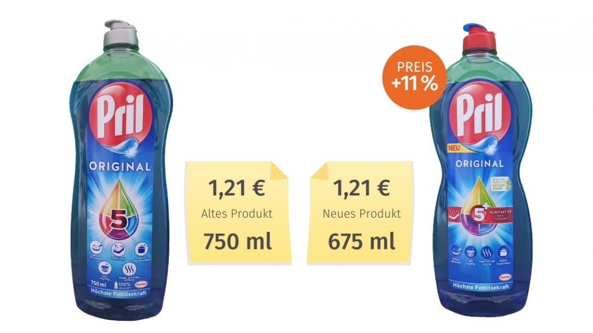 Mogelpackung: Pril Geschirrspülmittel Original (2021) Alt-Neu-Vergleich