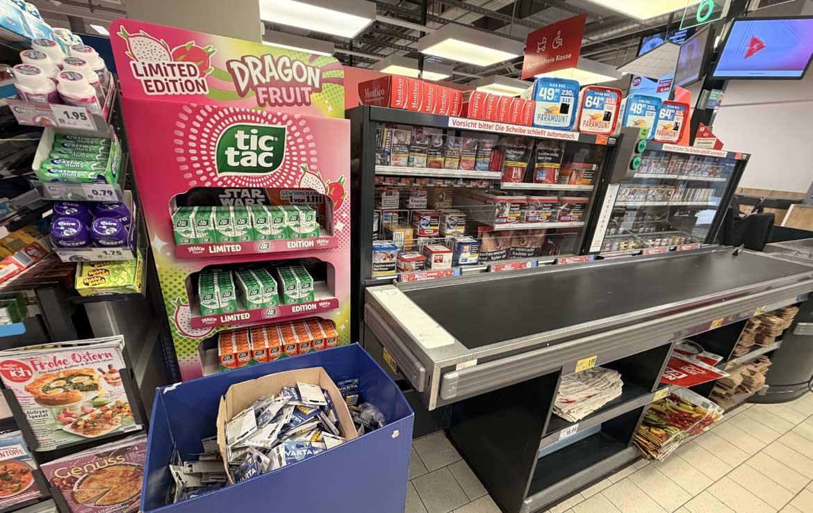 Quengelzone: Produkte im Kassenbereich bei Kaufland (2026)