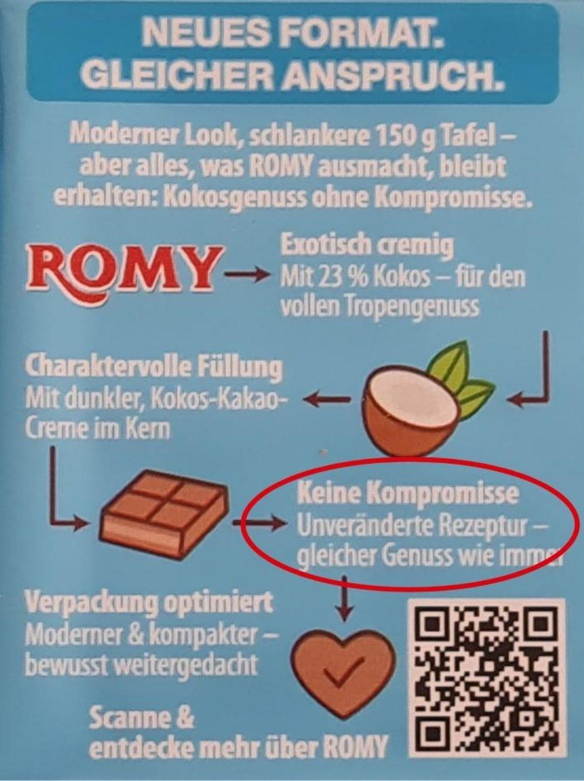 Mogelpackung: Romy Schokolade (2026) Werbeaussagen auf Verpackung
