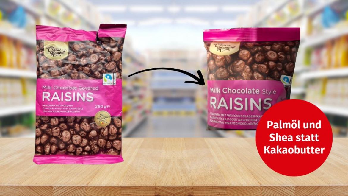Downgrading / Skimpflation: Rosinen mit Schoko-Überzug von Choco Moment (2025)