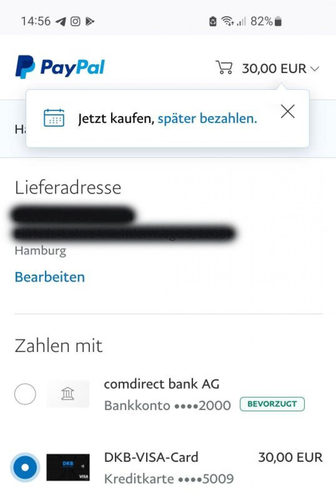Online-Shopping: Kostenfalle Zahlungsaufschub Screenshot (2022)