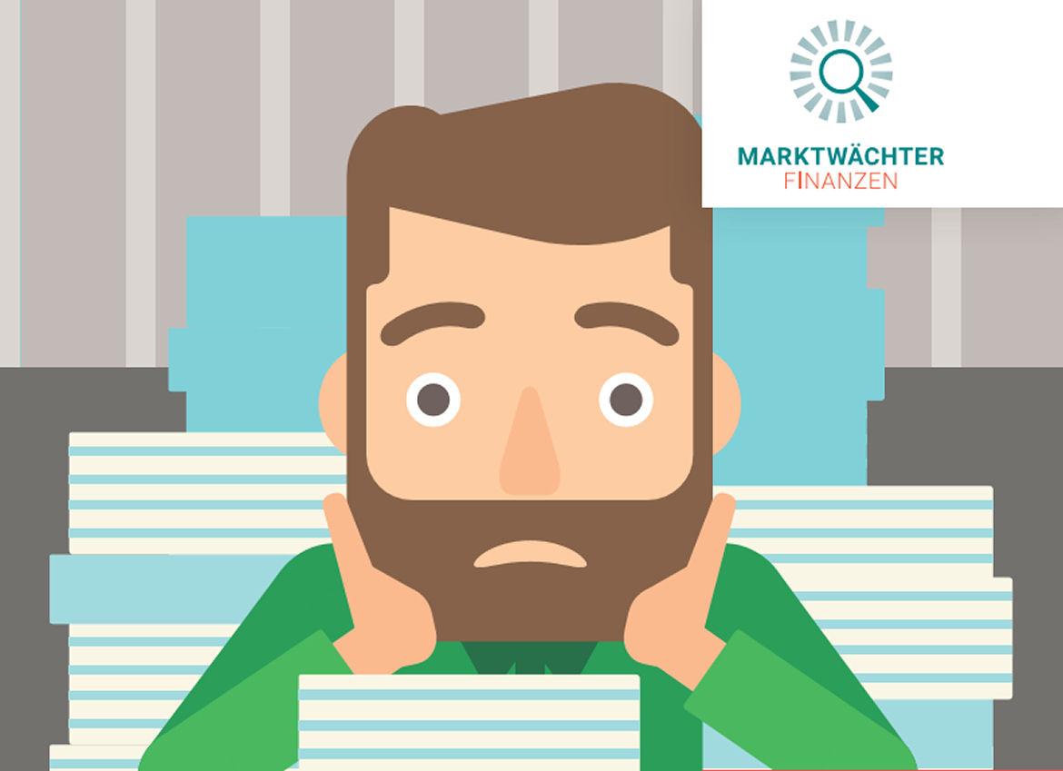 Illustration mit Mann der Kopf in die Hände legt