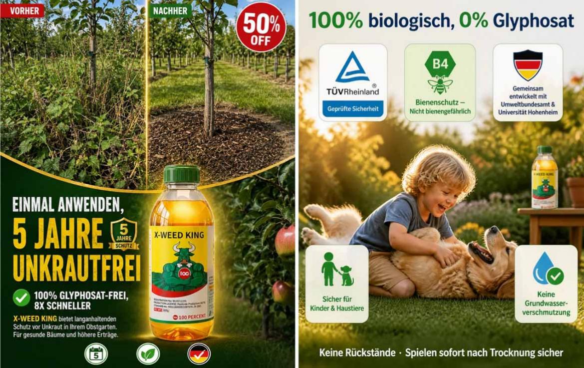 Schadstoffe: Werbung für Unkrautvernichter X-Weed (2026)