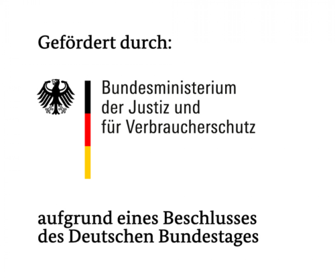 Logo mit Förderhinweis: Bundesministerium der Justiz und für Verbraucherschutz (BMJV)